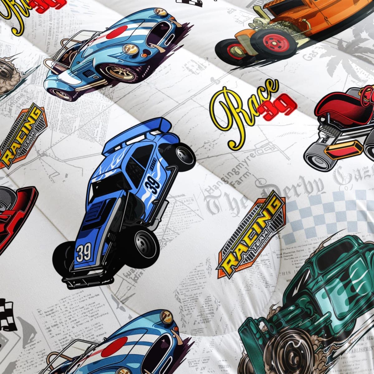 AILONEN Colorful Racing Car Comforter Set Twin Size, Cool Sports Bedding for Kids Boys, Competition Bed in a Bag, Extreme Sports Duvet Set, 1 Quilt 2 Pillowcases, 3 Pcs thumbnail 3