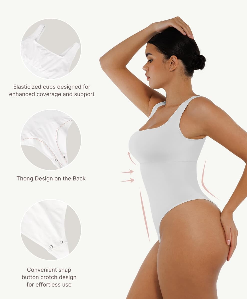 FeelinGirl shapewear women tummy control bodysuits body shaper for women White M/L thumbnail 3