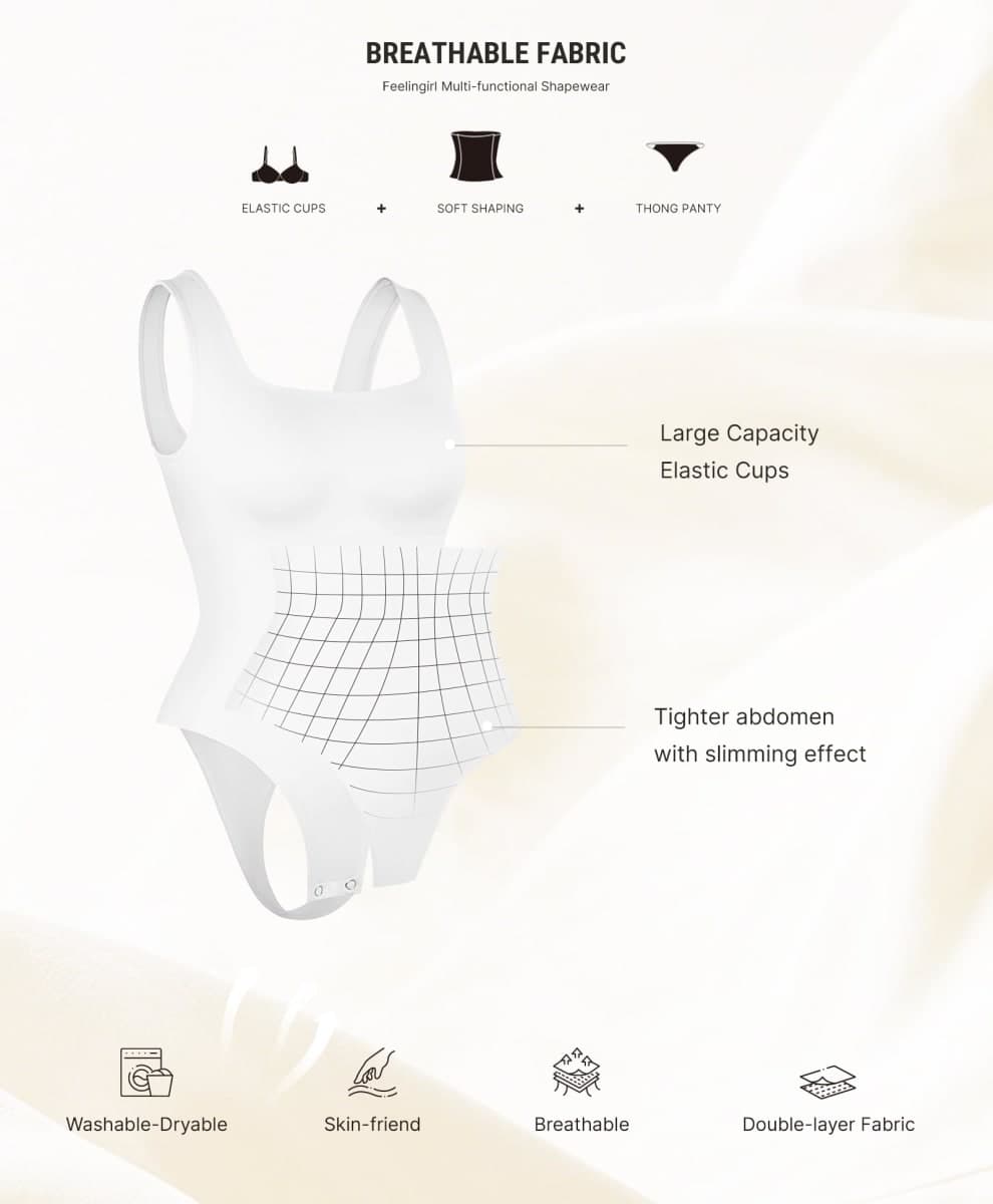 FeelinGirl shapewear women tummy control bodysuits body shaper for women White M/L thumbnail 5