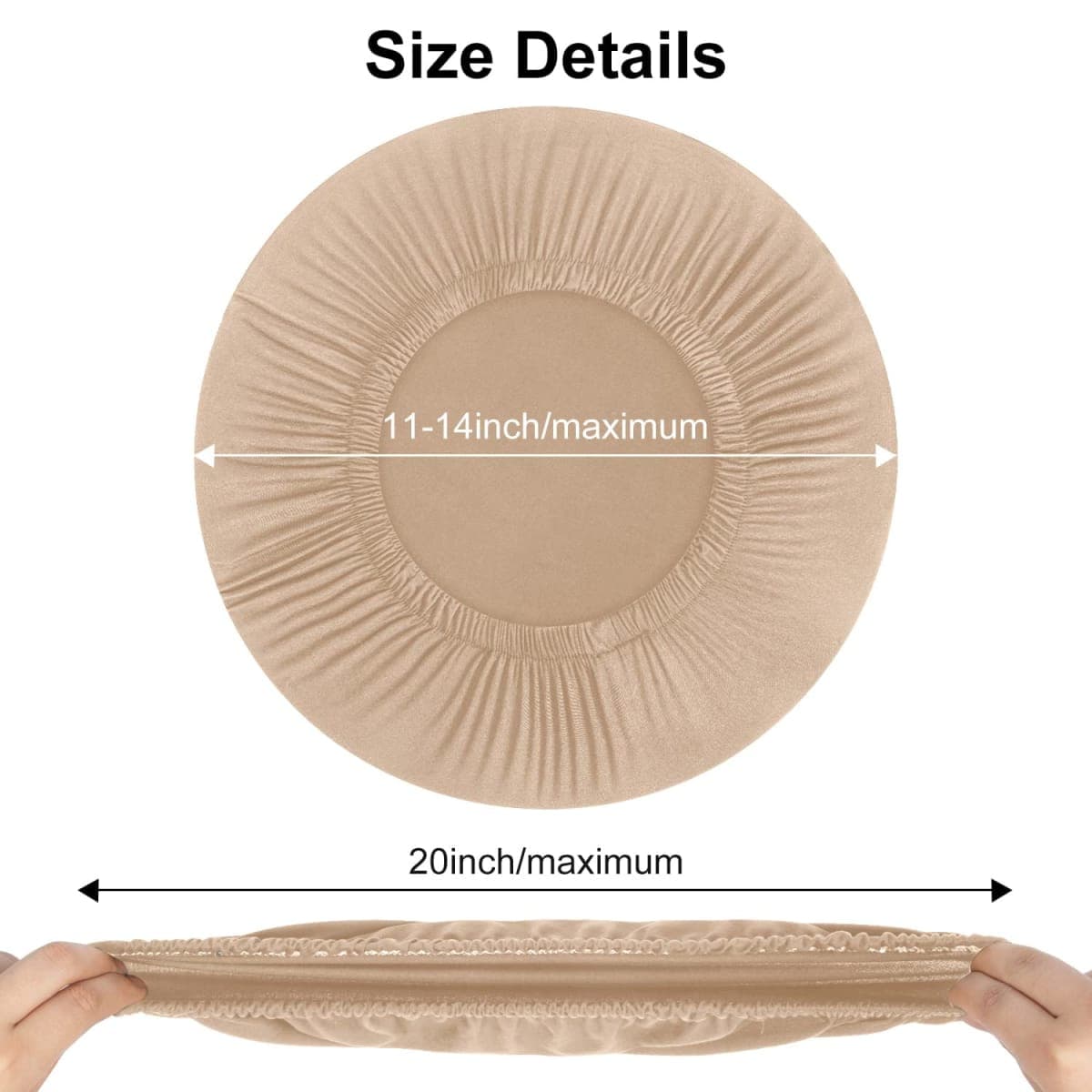 HFATMOS Bar Stool Covers Round, 2 Pcs Stool Slipcovers High Elastic, Circle Chair Covers, Soft & Easy to Clean Chair Seat Cushion Slipcovers Fit for Stool of Dia 11-14 Inch (Beige) thumbnail 3