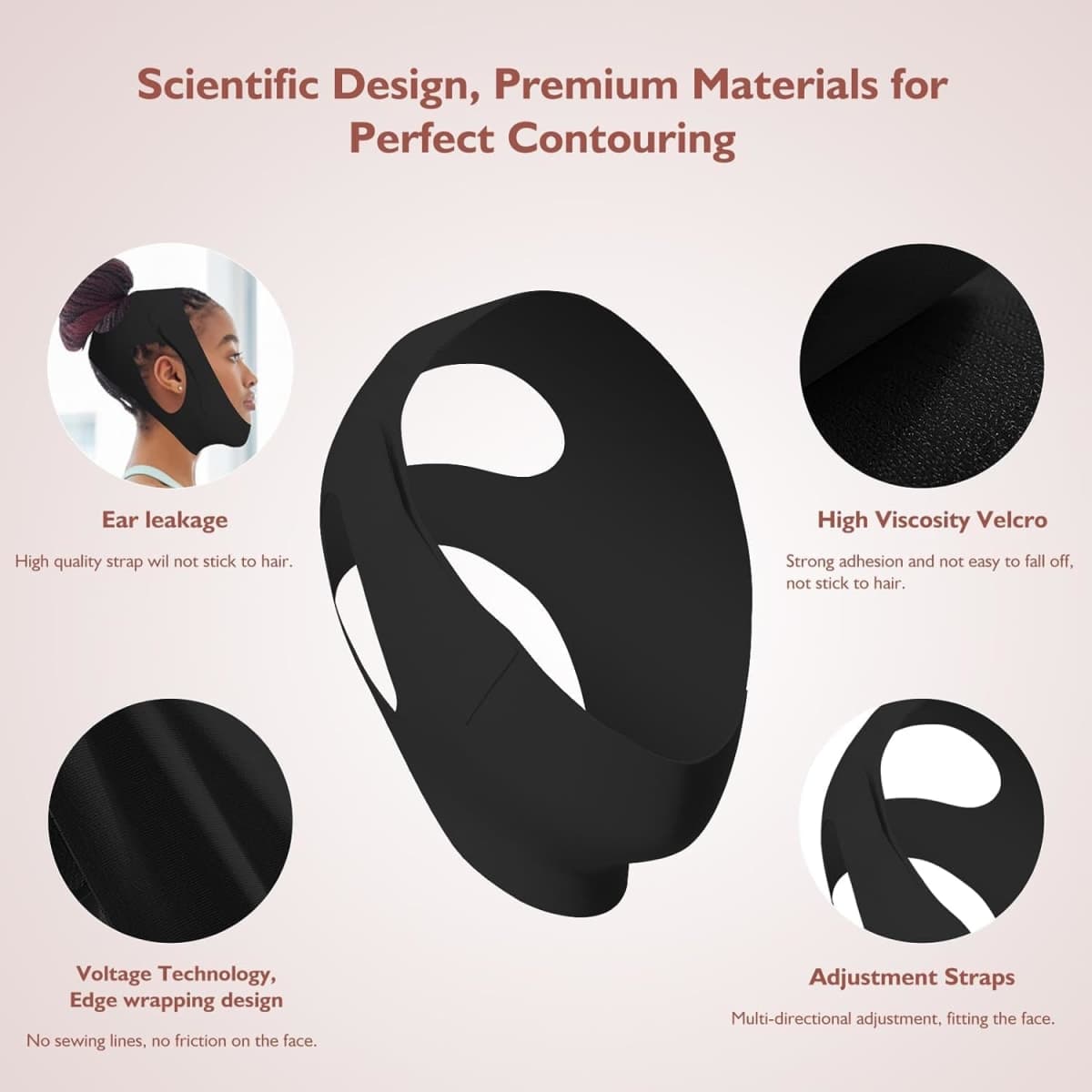 Jawline Shaper Chin Strap for Sleeping, Reusable V-Line Mask for Women Face Lifting Made w/Electric-Hot-Press Tech for Skin-Friendly & Breathable Cooling Fabric thumbnail 2