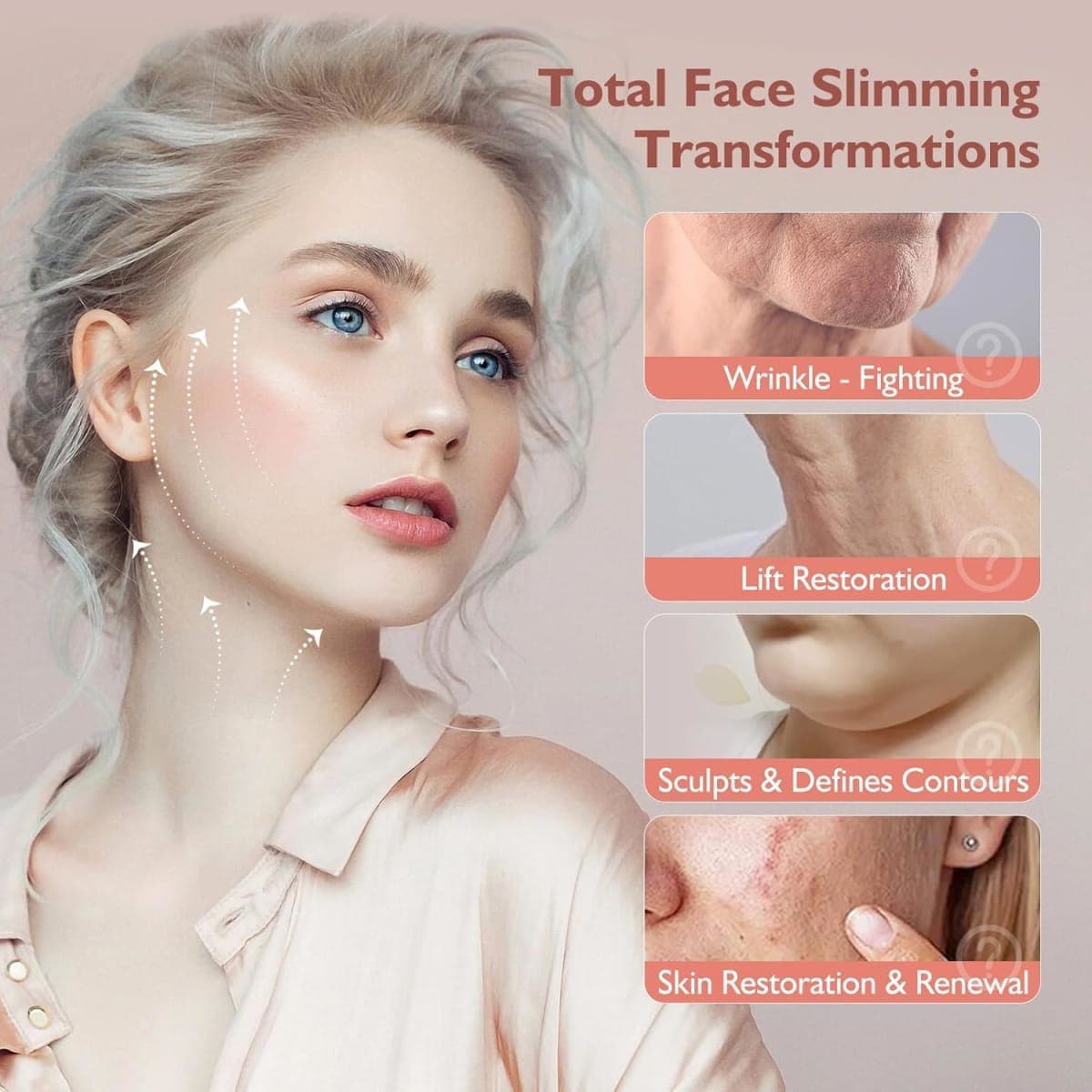Jawline Shaper Chin Strap for Sleeping, Reusable V-Line Mask for Women Face Lifting Made w/Electric-Hot-Press Tech for Skin-Friendly & Breathable Cooling Fabric thumbnail 4