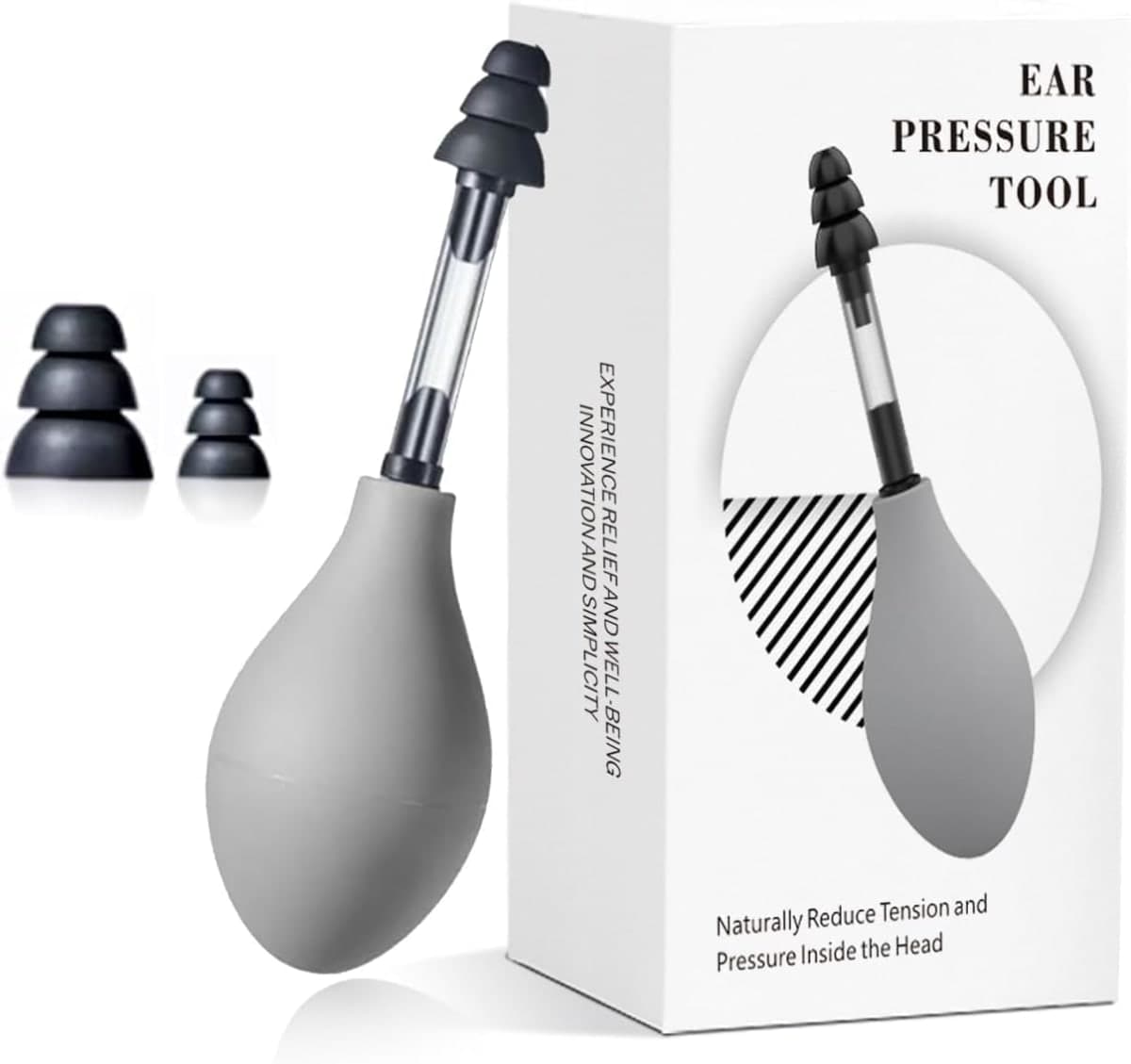 TANNRAN Ear Pressure Relief Suction Device,Migraine and Headache Relief Products,Airplane Ear Tinnitus Relief Through Inner Ear Pressure Balance,Reduces Tension,Equipped with 3 Sizes of Earplugs — image 1
