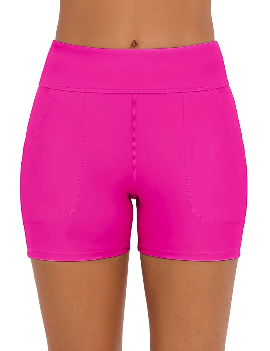 Bonneuitbebe Women's Swim Shorts High Waisted Bathing Suit Bottoms Boyshort, Pink, X-Large thumbnail 2