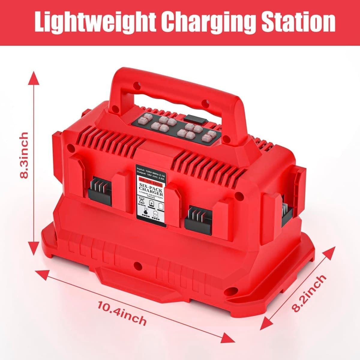 6 Port Battery Charger Station Compatible with Milwaukee M18 18V Batteries, Replacement for 48-59-1806 & 48-59-1804, Sequential Charging with LED Indicators, Select Button and Wall Mount thumbnail 3