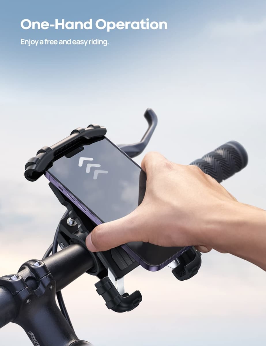 Lamicall Bike Phone Mount, Motorcycle Phone Holder - Motorcycle Bicycle Cell Phone Mount Clamp for Handlebar, Cycling Mount for iPhone 17 Pro Air, 16 Pro 15 Pro Max S25 S26+, 4.7-6.8" Smartphone thumbnail 2