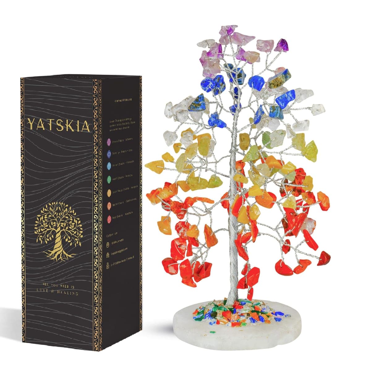 YATSKIA Seven Chakra Crystal Tree of Life Pendant Reiki Healing Crystals and Stones Feng Shui Bonsai Buddhist Figurine Good Luck Fortune Spiritual Gifts Home Office Desk Living Room Décor — image 1