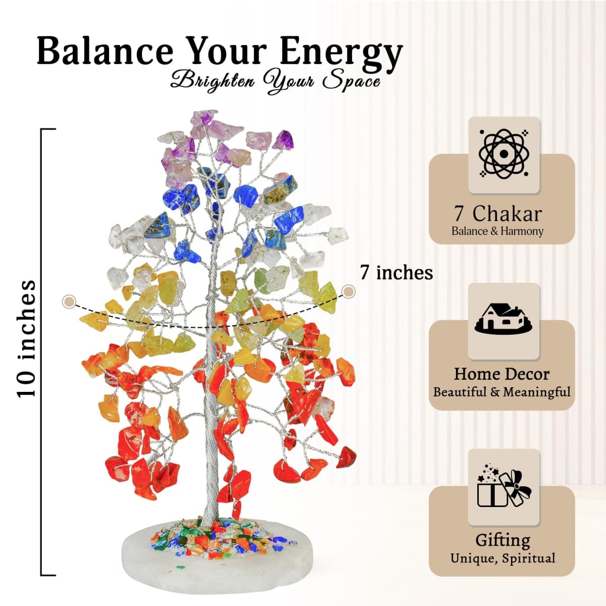 YATSKIA Seven Chakra Crystal Tree of Life Pendant Reiki Healing Crystals and Stones Feng Shui Bonsai Buddhist Figurine Good Luck Fortune Spiritual Gifts Home Office Desk Living Room Décor thumbnail 2