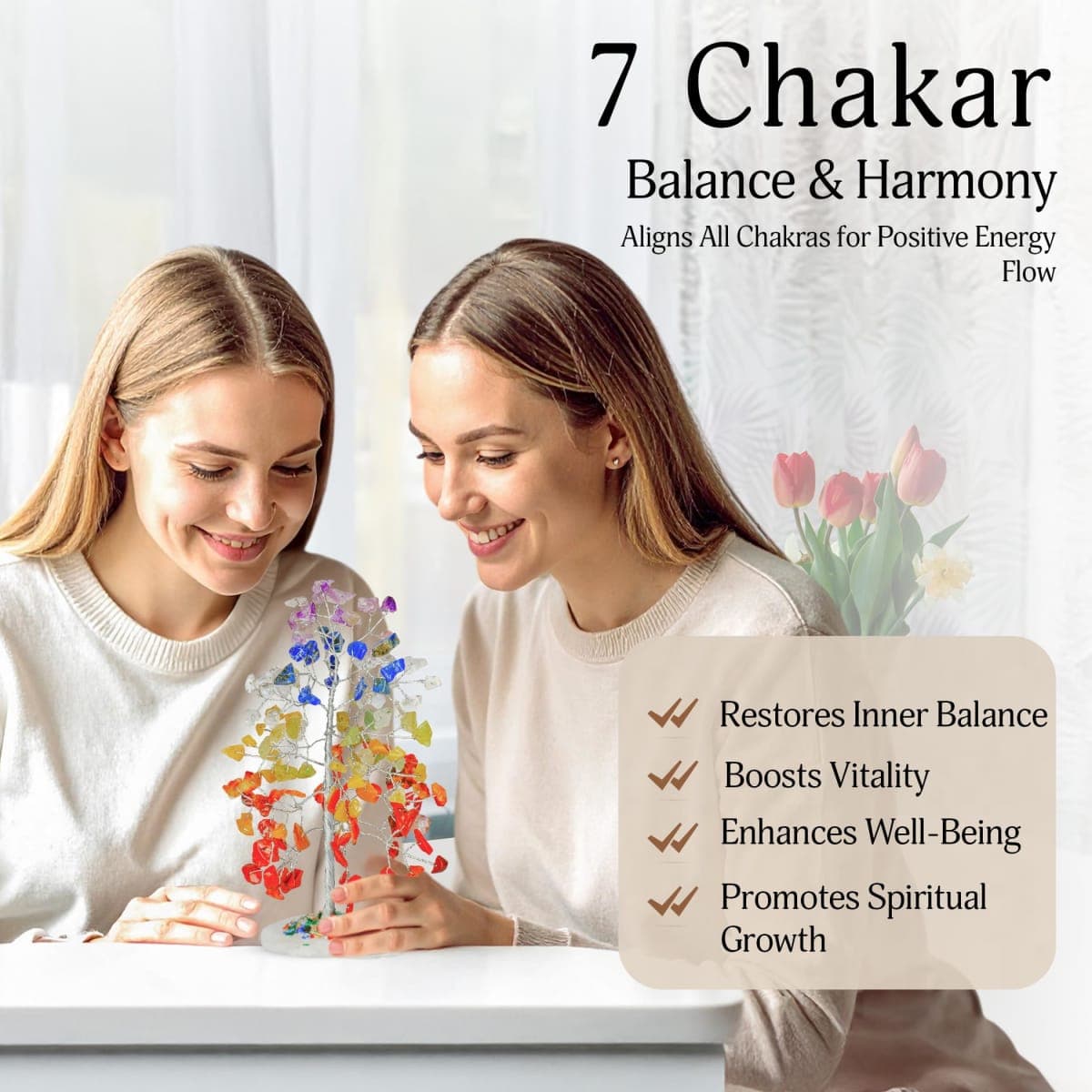YATSKIA Seven Chakra Crystal Tree of Life Pendant Reiki Healing Crystals and Stones Feng Shui Bonsai Buddhist Figurine Good Luck Fortune Spiritual Gifts Home Office Desk Living Room Décor thumbnail 3