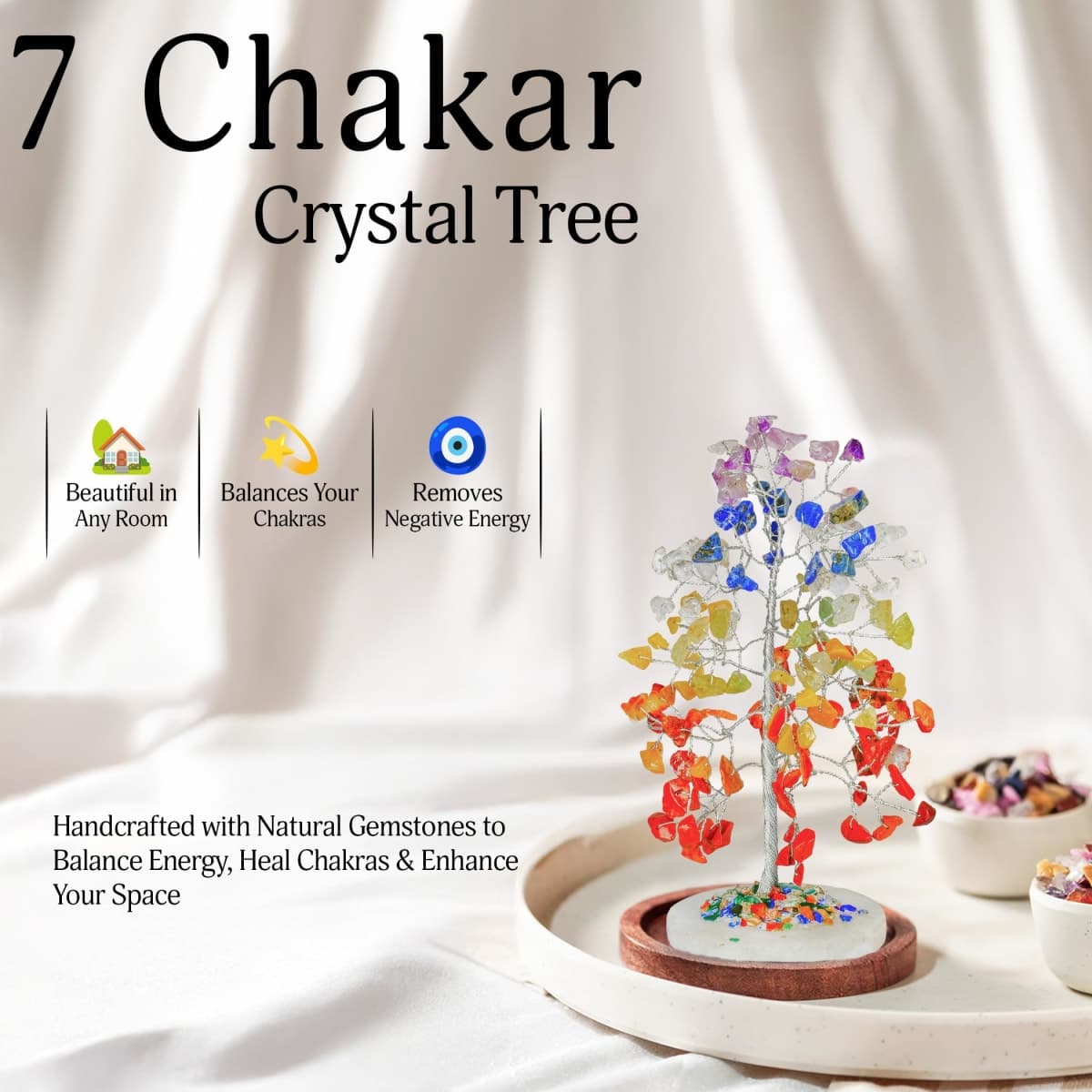 YATSKIA Seven Chakra Crystal Tree of Life Pendant Reiki Healing Crystals and Stones Feng Shui Bonsai Buddhist Figurine Good Luck Fortune Spiritual Gifts Home Office Desk Living Room Décor thumbnail 5
