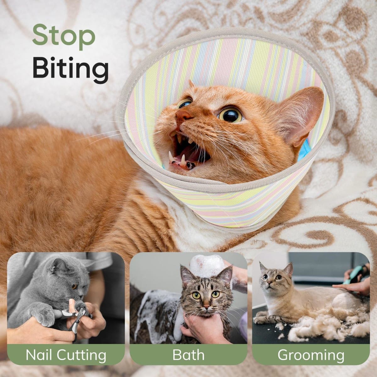 Supet Soft Cat Cone Collar to Stop Licking, Breathable Mesh Cone with Waterproof Liner Recovery Collar, for Kitten, Comfortable Elizabethan Alternative for Spay Neuter Grooming (M) thumbnail 3