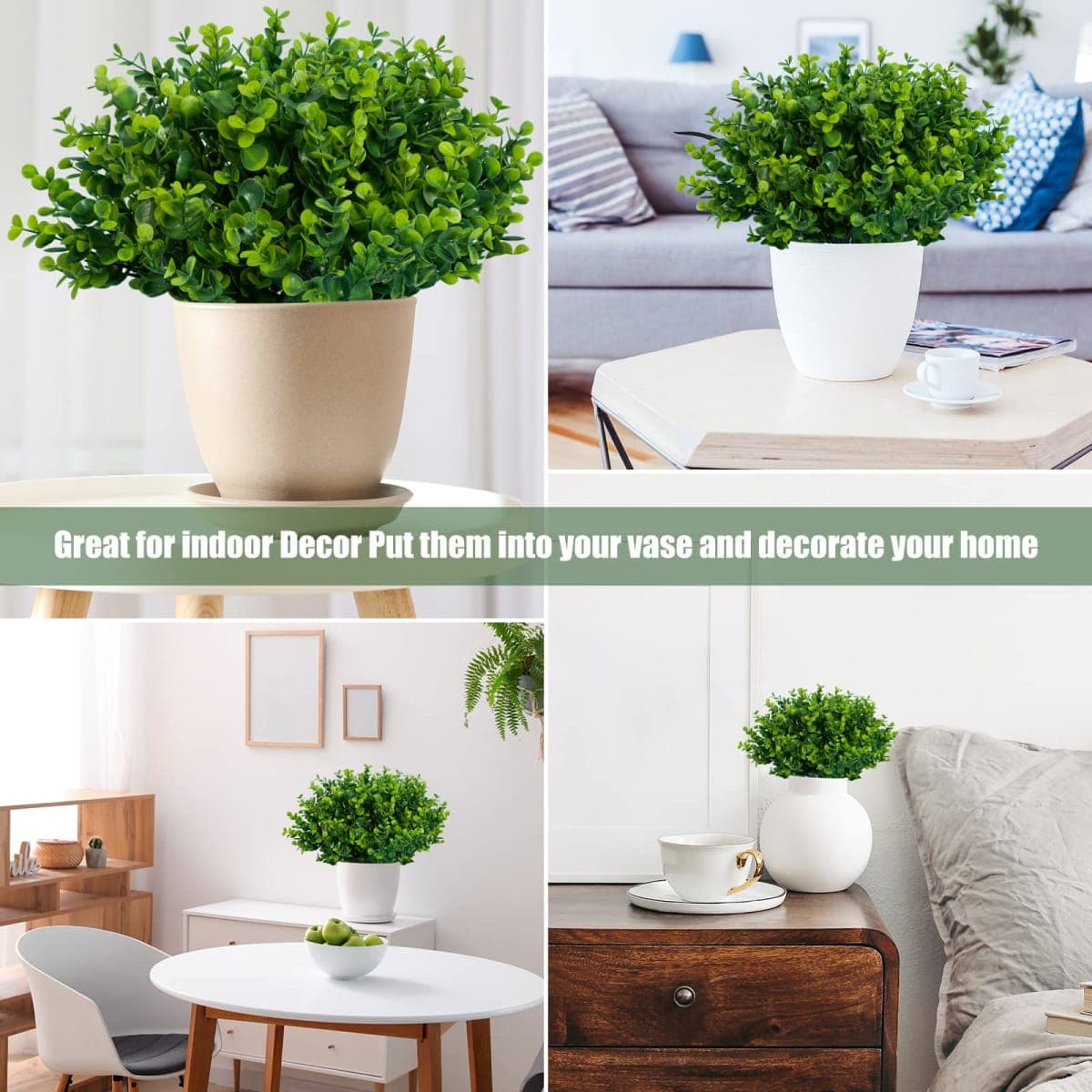 Lnoicy Artificial Greenery Plants Outdoor UV Resistant Fake Plants Boxwood Shrubs Grass,20 Bundles for Farmhouse Home Garden Office Patio Backyard Wedding and Indoor Outdoor Decoration thumbnail 5