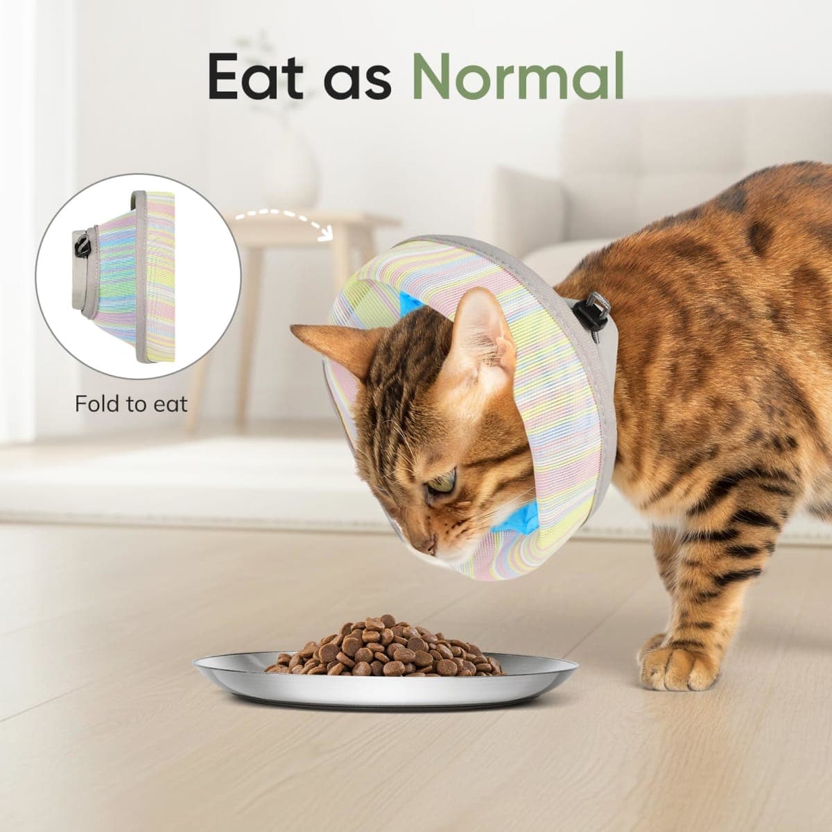 Supet Soft Cat Cone Collar to Stop Licking, Breathable Mesh Cone with Waterproof Liner Recovery Collar, for Kitten, Comfortable Elizabethan Alternative for Spay Neuter Grooming (M) thumbnail 4