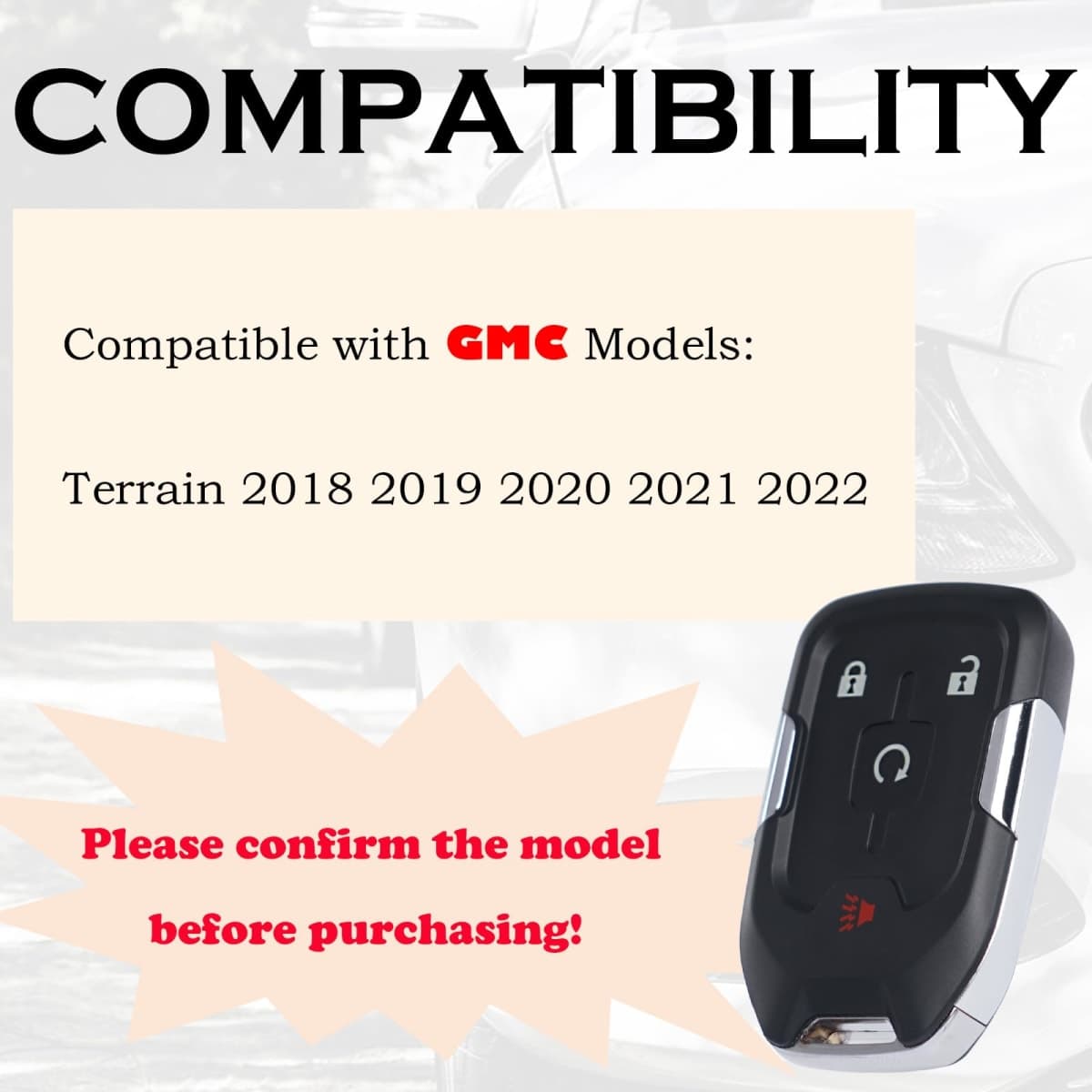 Keyless Entry Remote Control Start Key Fob Replacement Fits for GMC Terrain 2018 2019 2020 2021 2022 HYQ1AA 13584512 315 MHz thumbnail 2