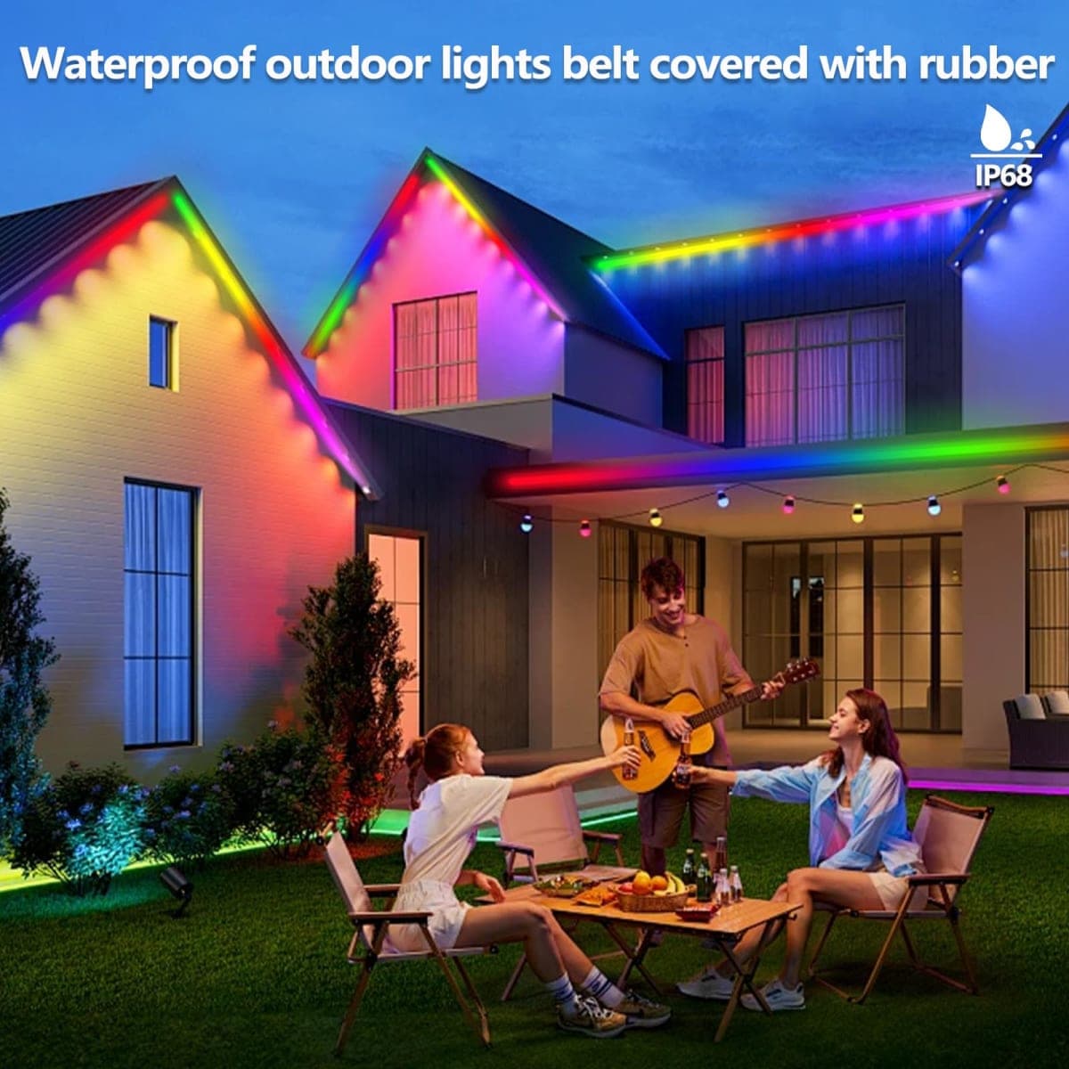 32.8FT Outdoor LED Strip Lights Waterproof,IP68 Outside RGB+IC Light Strip with App/Remote Control,Chase Mode,Music Sync Rope Light for Balcony,Deck,Rooftop,Garden,Pool thumbnail 5