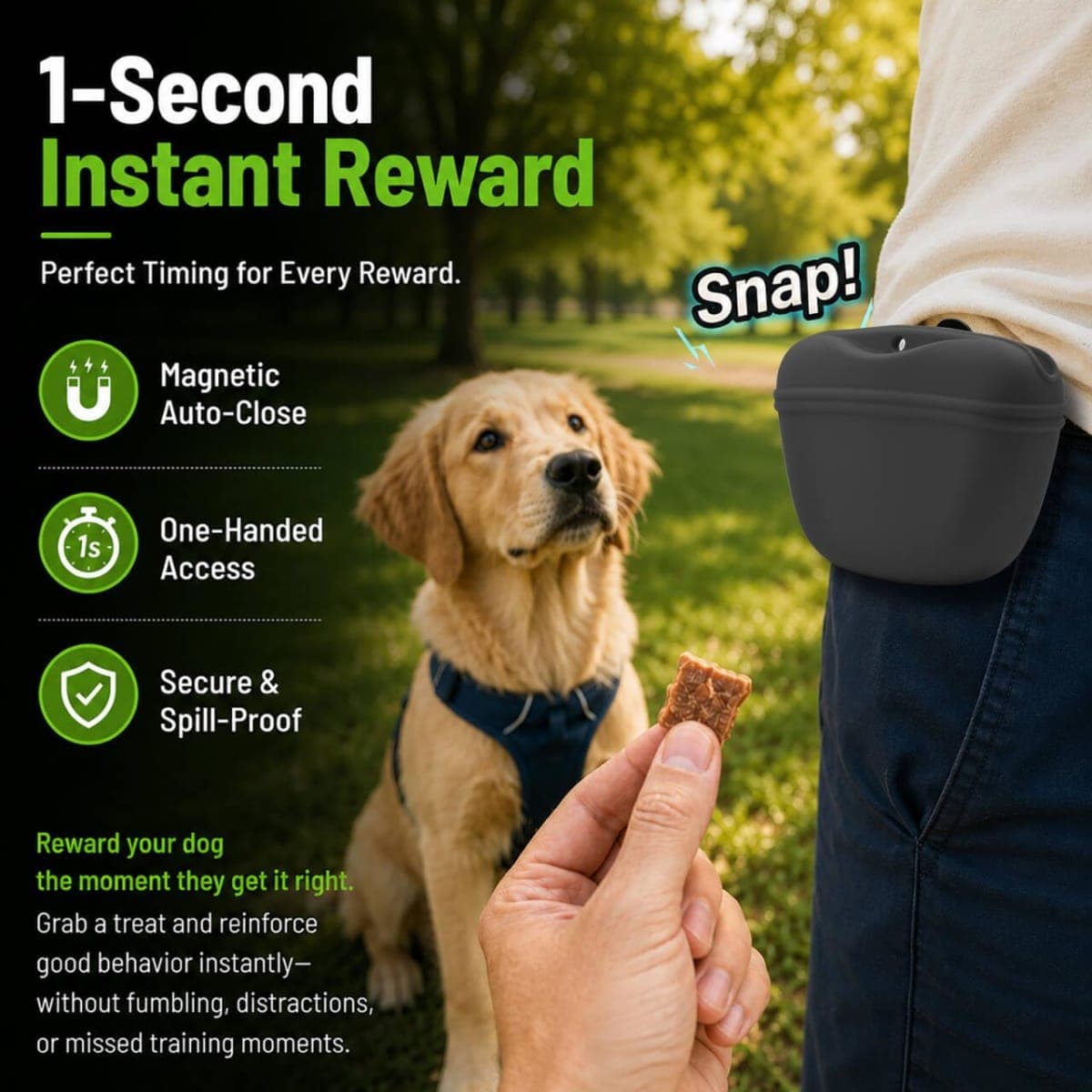 AUDWUD Silicone treat pouch with clicker magnetic closure clip thumbnail 3