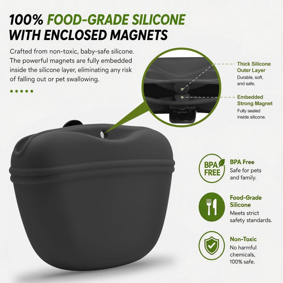 AUDWUD Silicone treat pouch with clicker magnetic closure clip thumbnail 5