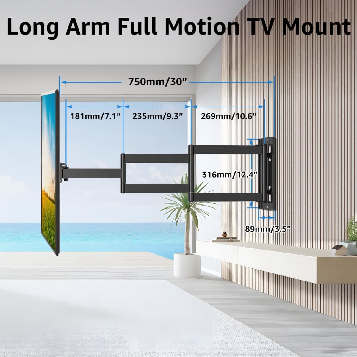 MOUNTUP Corner TV Wall Mount 30 inch Long Arm TV Mount for Most 26"-60" TVs, Full Motion TV Mount Articulating Wall Mount TV Bracket Max VESA 400x400mm, Smoothly Extendable, Holds up to 77 lbs MU0057 thumbnail 3