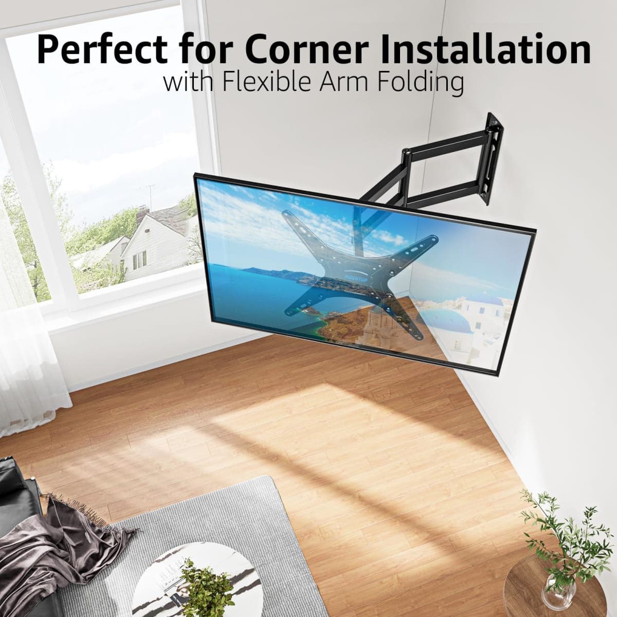 MOUNTUP Corner TV Wall Mount 30 inch Long Arm TV Mount for Most 26"-60" TVs, Full Motion TV Mount Articulating Wall Mount TV Bracket Max VESA 400x400mm, Smoothly Extendable, Holds up to 77 lbs MU0057 thumbnail 5