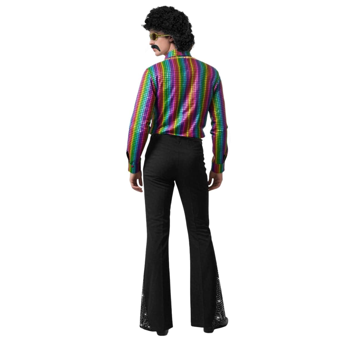 BONGZUO 70s Outfits for Men 6 Pcs Disco Costume with Bell Bottom Pants, Z3736jb, Small thumbnail 5