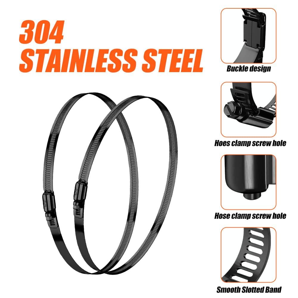 BOTTEN 12pcs Black Hose Clamp,2-3 Inch(52-76mm) 304 Hose Clamps Stainless Steel Adjustable Worm Gear Hose Clamps Assortment Kit,radiator hose clamps fuel line clamps thumbnail 2