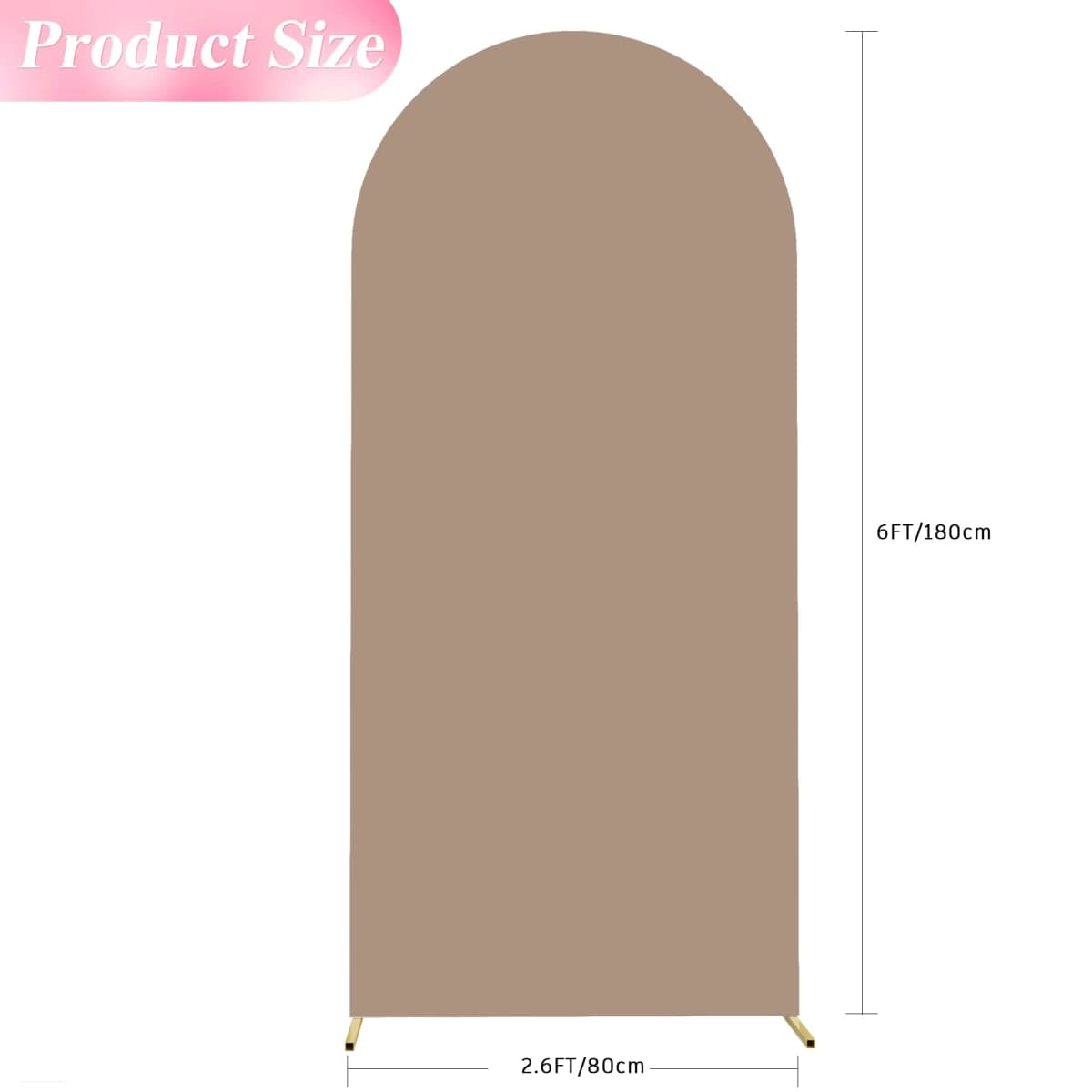 Wokceer 6FT Wedding Arch Cover Spandex Fitted Wedding Arch Stand Covers Round Top Nude Brown Chiara Arch Cover for Birthday Party Ceremony Banquet Decoration thumbnail 2