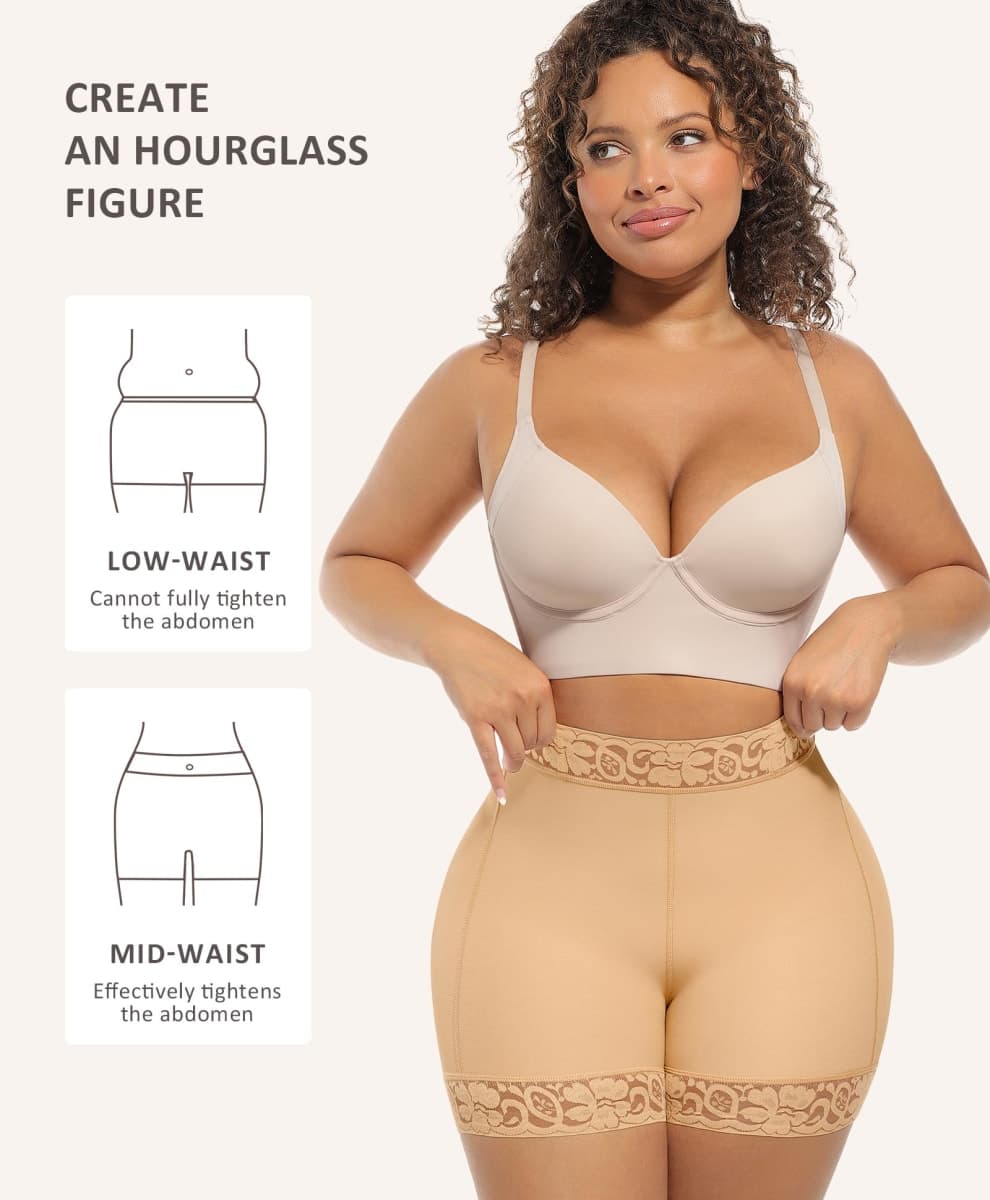 Feelingirl Butt Lifter Faja Shorts Waist Trainer for Women Plus Size Shapewear Shorts Nude, XX-Large-3X-Large thumbnail 3