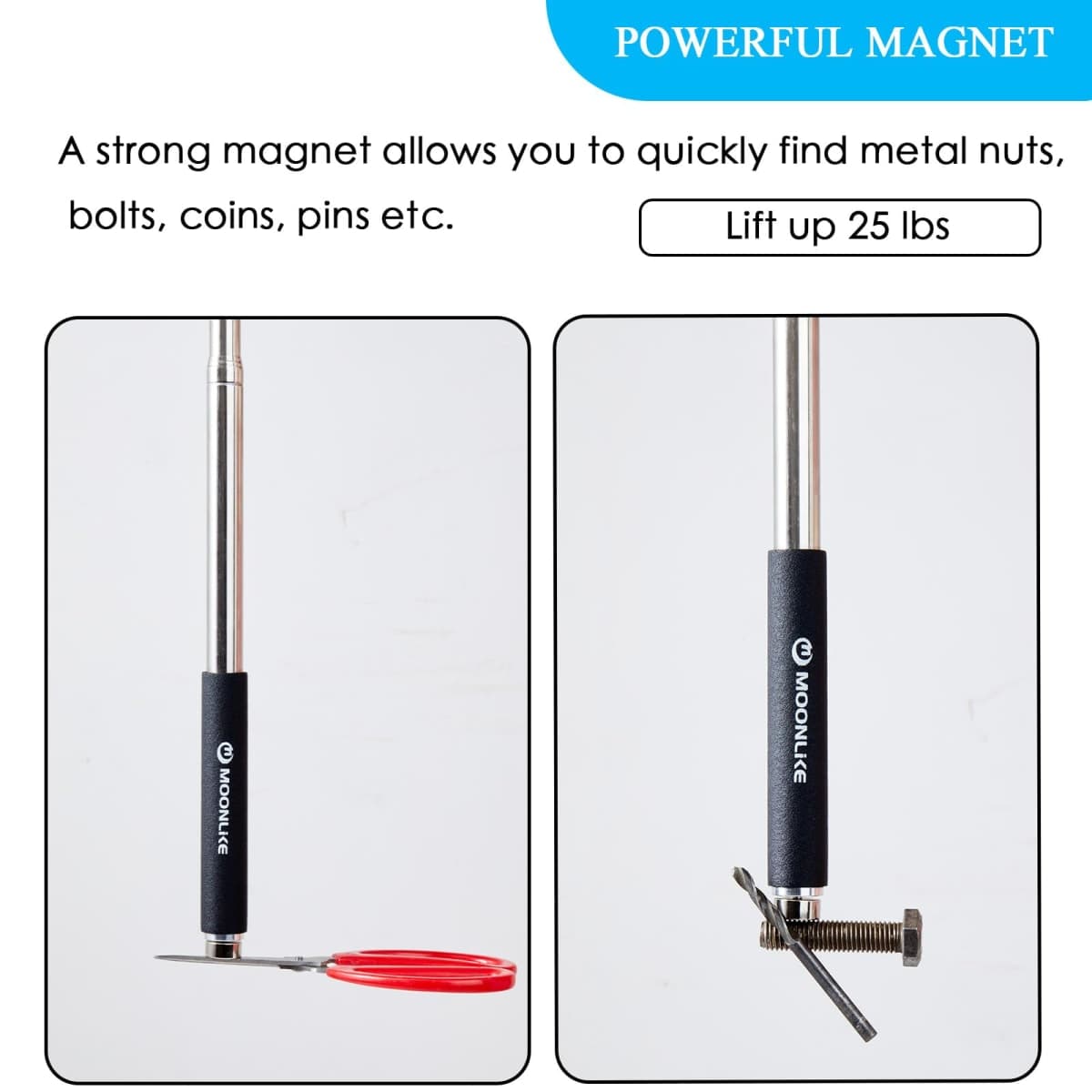 Moonlike Telescoping Pickup Tool Magnetic Pole with Hook, 10 ft Telescopic Grabber Hook Pole Wire Reacher Tool, Push Pull Rod thumbnail 4