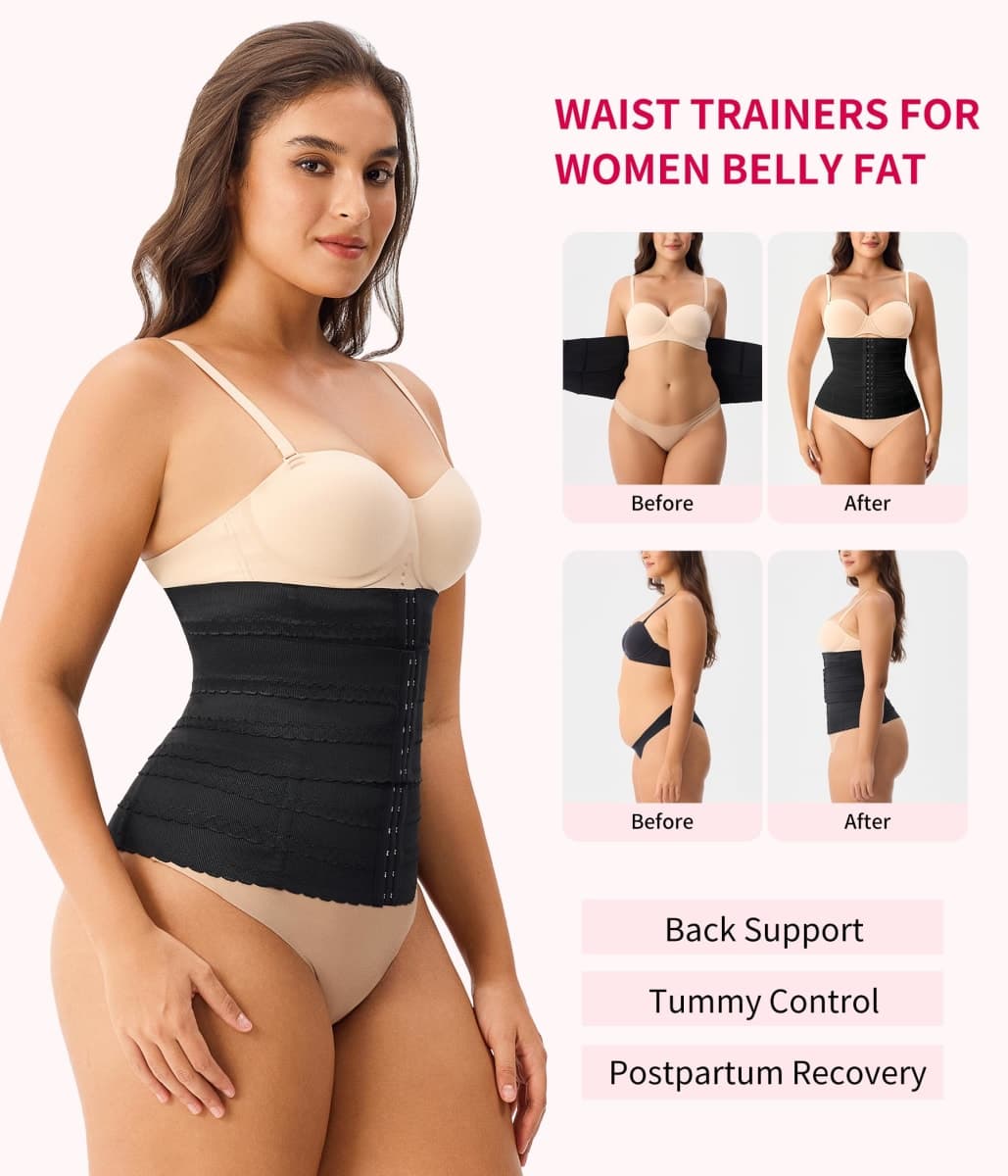 Gotoly Waist Trainer for Women Corset Shapewear Tummy Control Segmented Waist Cincher Workout Girdle, Black, 3X-Large thumbnail 2