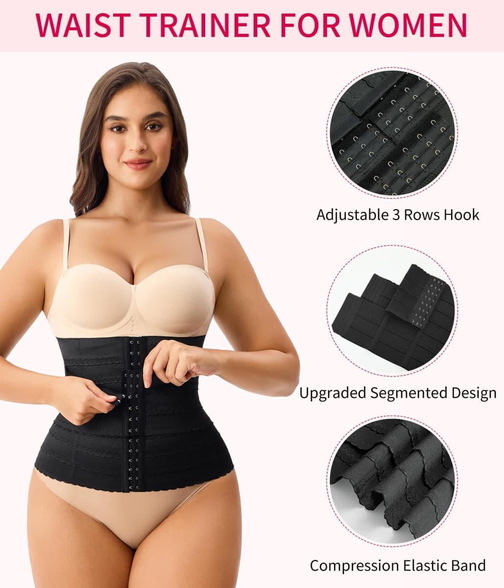 Gotoly Waist Trainer for Women Corset Shapewear Tummy Control Segmented Waist Cincher Workout Girdle, Black, 3X-Large thumbnail 4