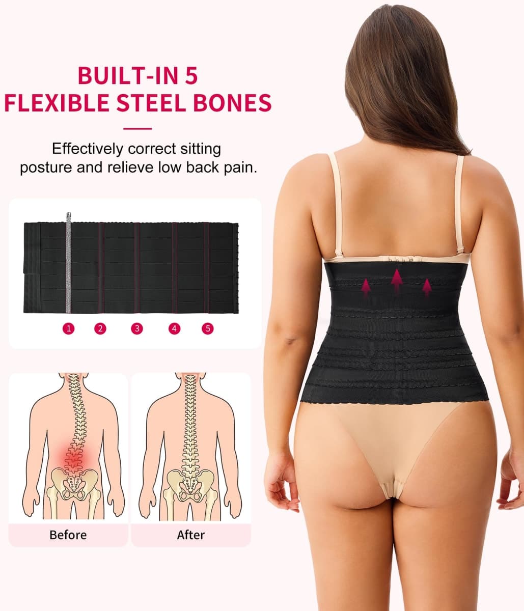 Gotoly Waist Trainer for Women Corset Shapewear Tummy Control Segmented Waist Cincher Workout Girdle, Black, 3X-Large thumbnail 5