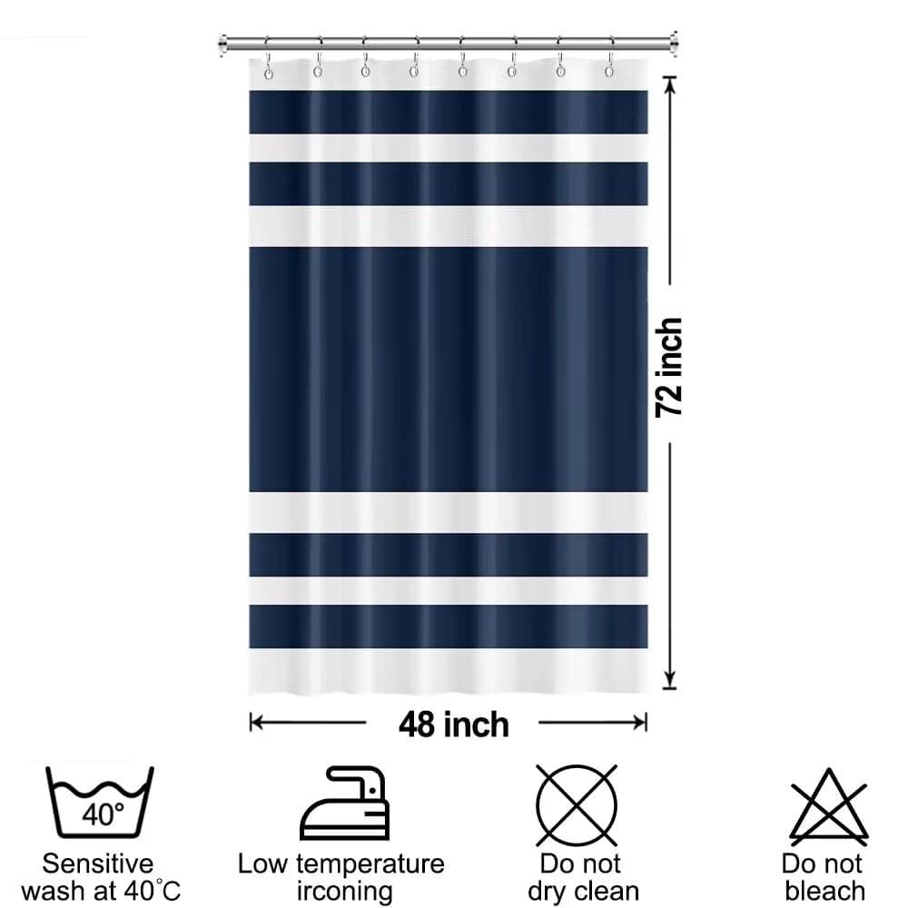 Uiiooazy White Navy Blue Shower Curtain for Bathroom 48x72inches Boho Navy Blue and White Striped Stall RV Waffle Shower Curtain Set with Hooks Bohemia Geometric Waterproof Fabric Shower Curtain thumbnail 2