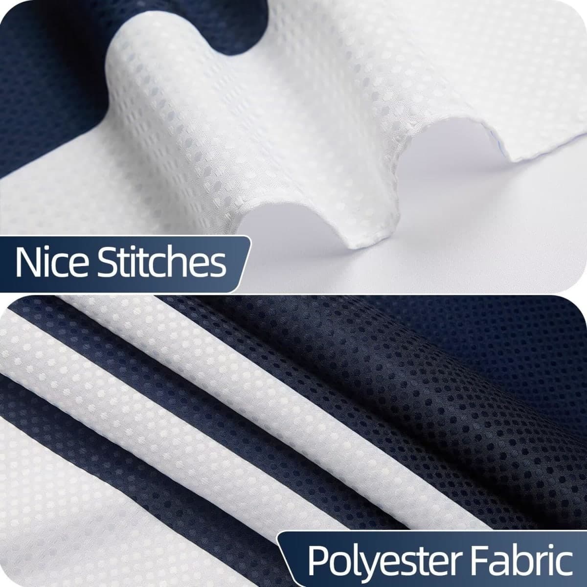 Uiiooazy White Navy Blue Shower Curtain for Bathroom 48x72inches Boho Navy Blue and White Striped Stall RV Waffle Shower Curtain Set with Hooks Bohemia Geometric Waterproof Fabric Shower Curtain thumbnail 5