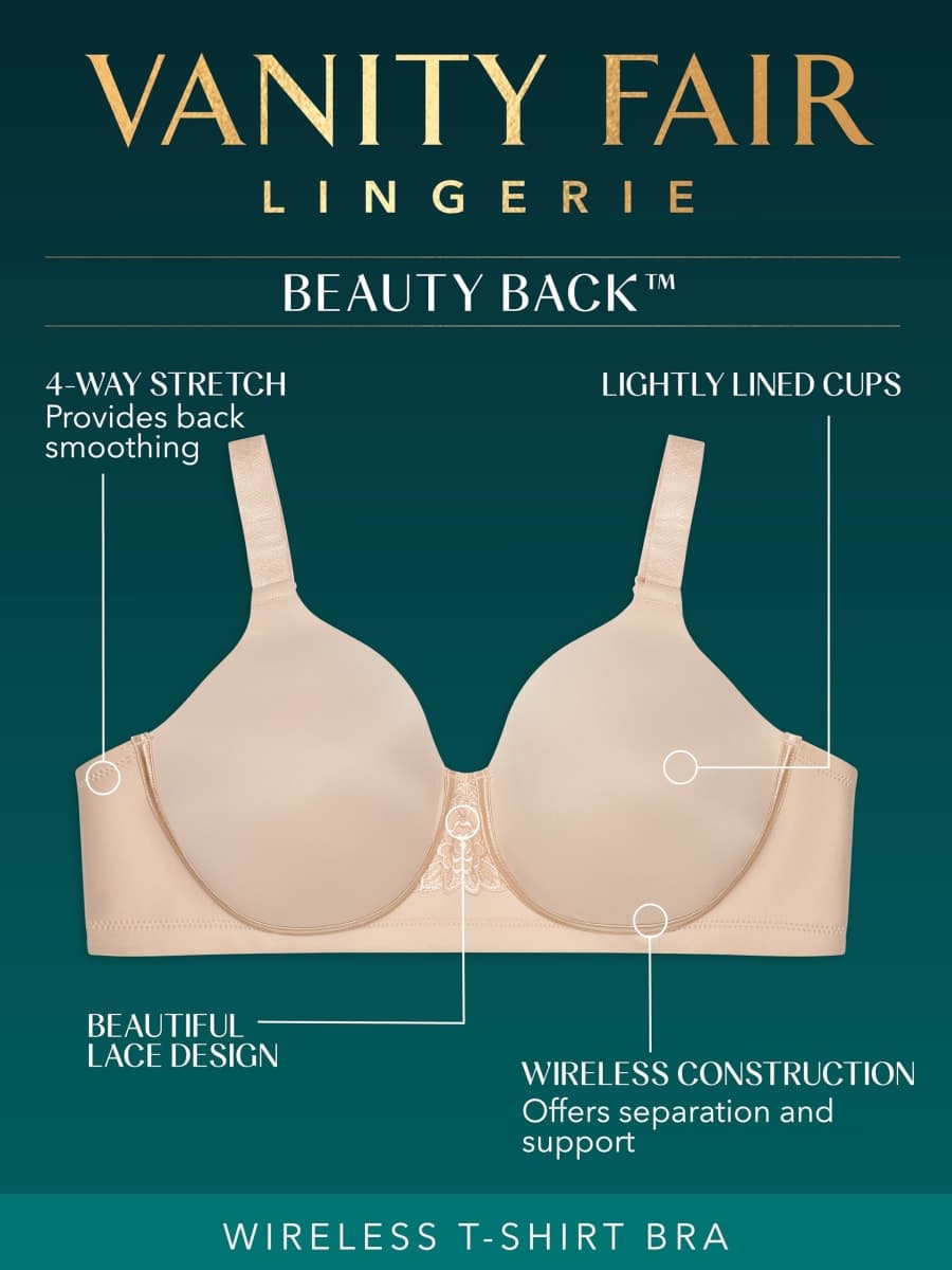 Vanity Fair Women's Full Figure Beauty Back Smoothing Bra, 4 Way Stretch Fabric, Lightly Lined Cups up to H, Wirefree - Enchanted Mauve, 38C thumbnail 4