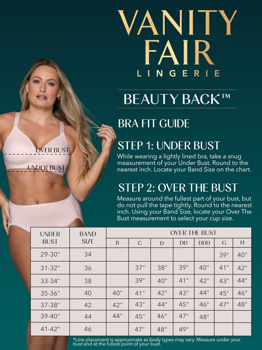 Vanity Fair Women's Full Figure Beauty Back Smoothing Bra, 4 Way Stretch Fabric, Lightly Lined Cups up to H, Wirefree - Enchanted Mauve, 38C thumbnail 5