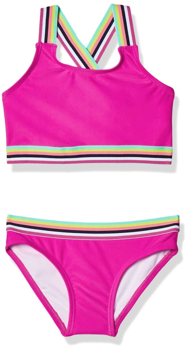 Kanu Surf Girls' Tanya UPF 50+ Beach Sport Athletic Bikini Swimsuit, Bobby Fuschia, 8 — image 1