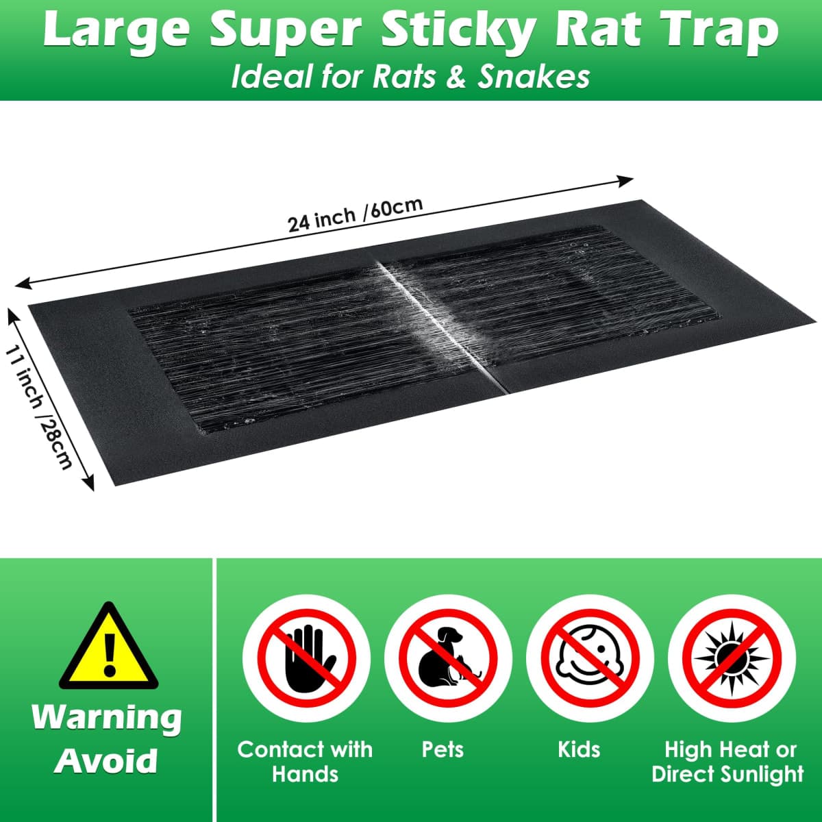 Qualirey 10 Pack 24 x 11'' Mouse Glue Traps, Anti Slip Rat Snake Rodent Sticky Pads Pet Friendly, Peanut Scented Mice Glue Board that Work for Home Indoor Outdoor Restaurant Kitchen Hotel Office thumbnail 2