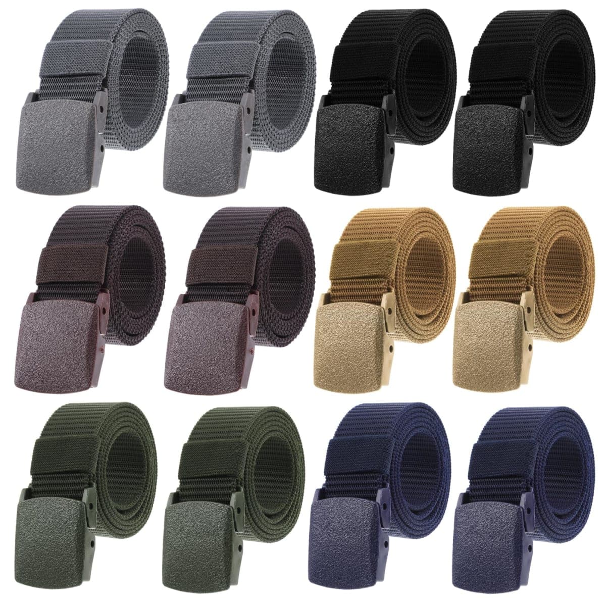 Molain 12 Pack Men's Nylon Belts, Nylon Webbing Canvas Belt Belt for Men Women Plastic Buckle Metal Free Webbing Canvas Work Belts for Outdoors, Hiking Casual, 47inch Length (6 Colors) thumbnail 3