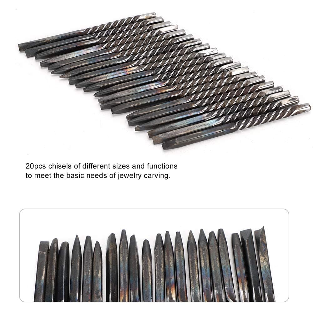 20pcs Professional Jewellery Carving Tools Set Jewellery Professional Jewellery Set Engraving Tool Metal Tool, Metal Carving Anvil Chisel thumbnail 4