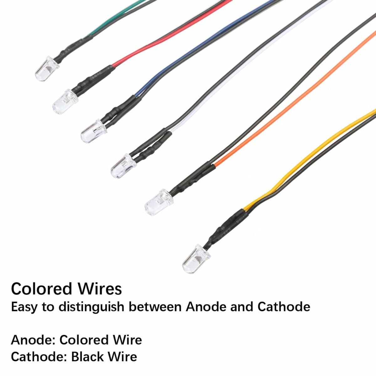 EDGELEC 30pcs 12 Volt 5mm RGB Slow Flasing LED Lights Emitting Diodes, Multicolor (Colors Changed Automatically) Pre Wired 7.9 inch DC 12V LED Light Clear Lens Small LED Lamps thumbnail 2