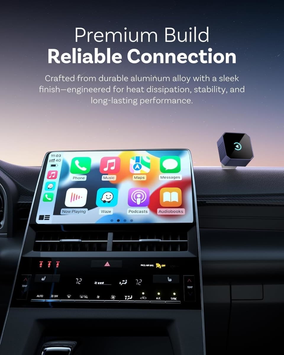 MIXGOLD 2026 Wireless CarPlay for iPhone, 2-in-1 Plug and Play Converts Wired to Wireless Car Play Adapter Android Auto, Fast Auto-Connect, Zero Latency Compact USB-C Design, for iOS 10+, Android 11+ thumbnail 4