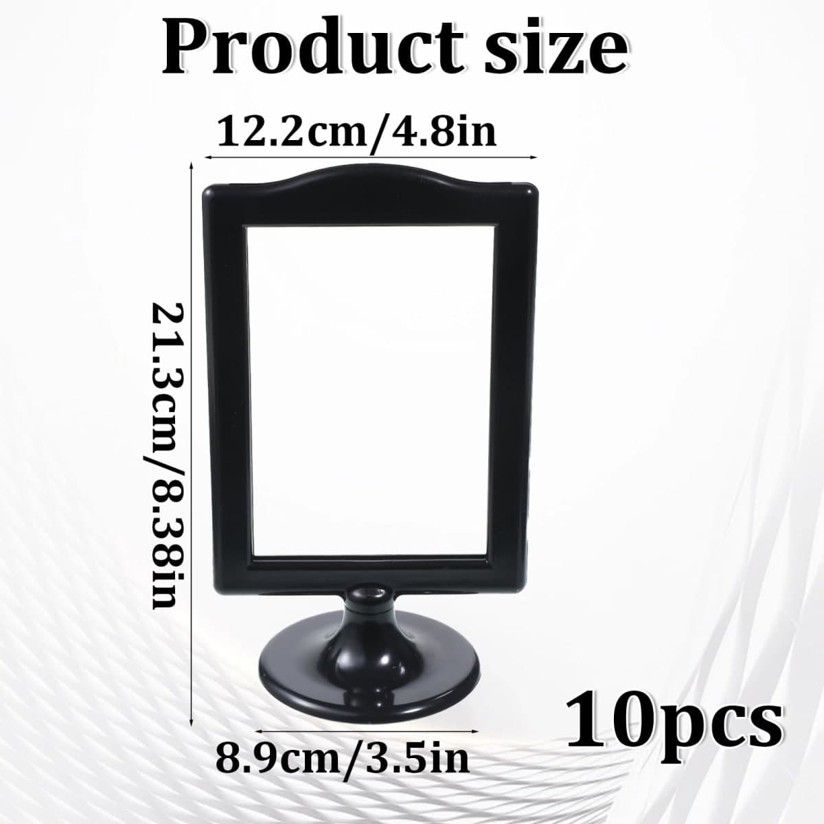Exclaith 10 Pack Double Sided Standing Picture Frames, 4x6 Inch Pedestal Photo Frame Two Sided Vertical Picture Holder Plastic Vertical Photo Frame for Table Number, Menu, Wedding(Black) thumbnail 2