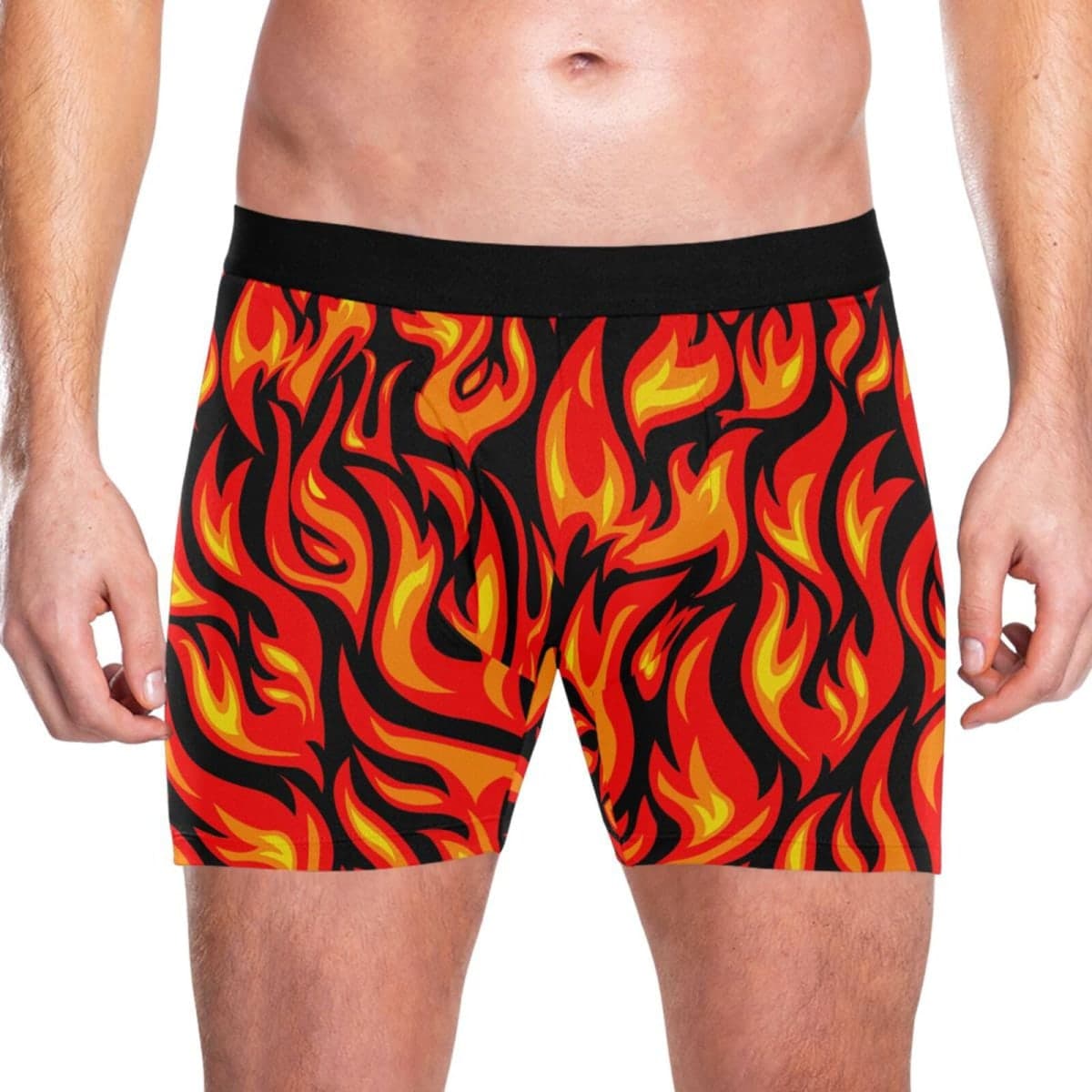 JHKKU Men's Fire Flame Boxer Briefs Comfort Stretch Underwear 4" Modern Fit Low Rise with Fly, XX-Large thumbnail 2