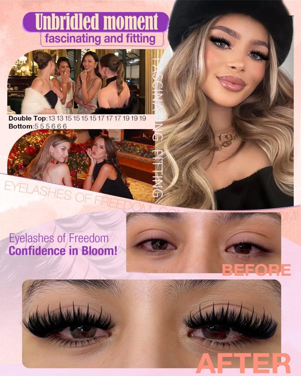 YDAGKH Spiky Lash Clusters 60D 80D 100D Volume Eyelash Cluster Spikes 5-19mm Mega Wispy Cluster Eyelash Extension with Bottom Lashes Fluff Spiky Individuals Eyelashes with Bottom Lash Clusters thumbnail 2