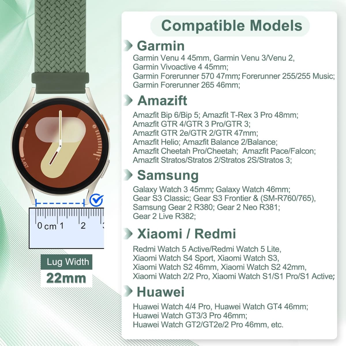 22mm Quick Release Braided Bands Compatible with Garmin Vivoactive 4 45mm, Forerunner 570 47mm/255/265, Smartwatch Band for Amazfit Bip 6/5, Redmi Watch 5 Active/Lite, Starlight Black+Rock Blue, 22mm thumbnail 2