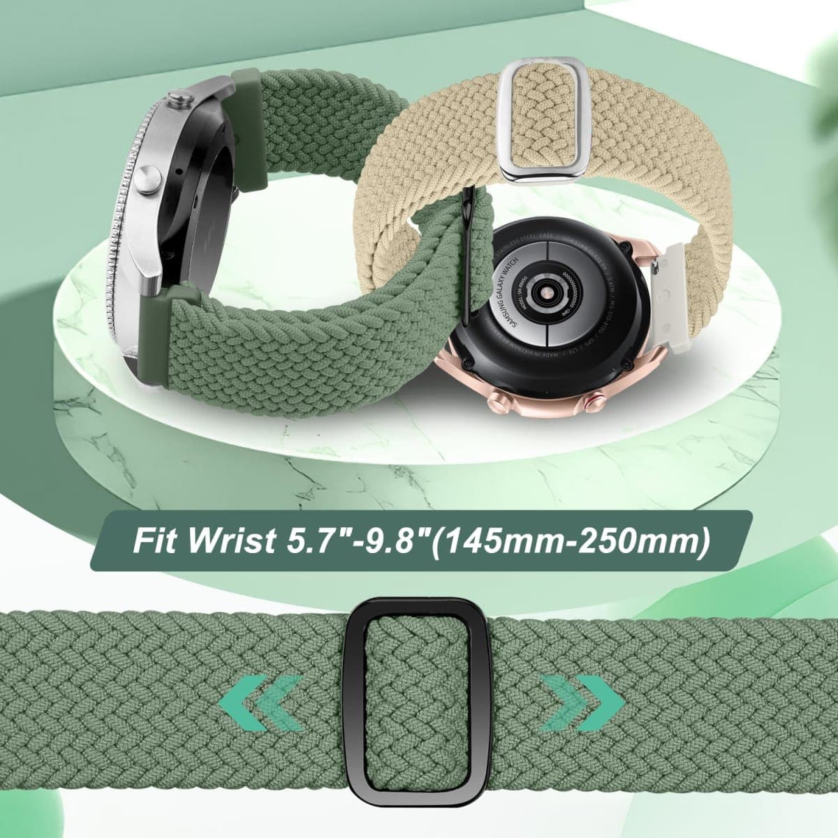 22mm Quick Release Braided Bands Compatible with Garmin Vivoactive 4 45mm, Forerunner 570 47mm/255/265, Smartwatch Band for Amazfit Bip 6/5, Redmi Watch 5 Active/Lite, Starlight Black+Rock Blue, 22mm thumbnail 4