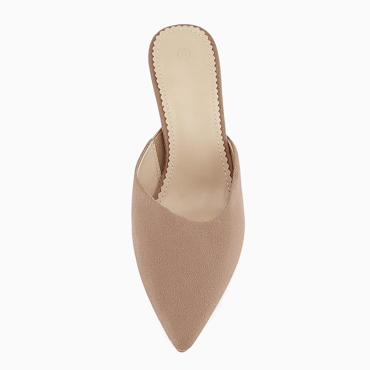 Coutgo Womens Pointed Toe V Cut Mules Chunky Block Heels Slip On Clogs Fashion Office Slides Shoes, Camel, 9.5 thumbnail 3