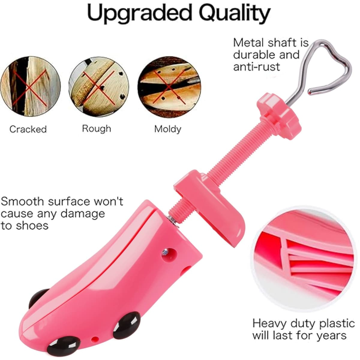 Shoe Stretcher Women, Pair of 4-way Adjustable Shoe Widener Expander to Stretch Length Width Height for Wide Feet, Tough Plastic Shoe Tree Shaper with Bonus 12 Bunion Plugs, Medium thumbnail 5