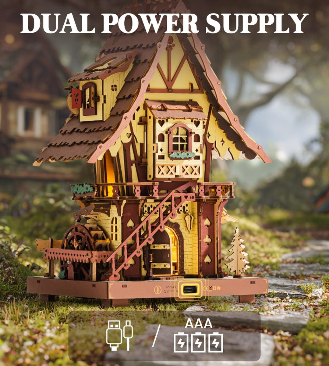 ROKR Cuckoo Clock Mechanical 3D Wooden Puzzle Kit for Adults, DIY Wooden Clock Model Building Set, Unique Home Decor Gift for Women Men thumbnail 3