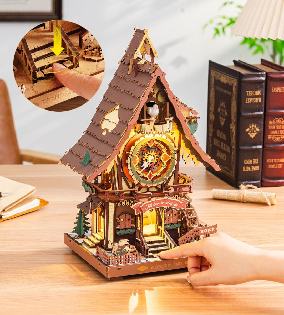 ROKR Cuckoo Clock Mechanical 3D Wooden Puzzle Kit for Adults, DIY Wooden Clock Model Building Set, Unique Home Decor Gift for Women Men thumbnail 5